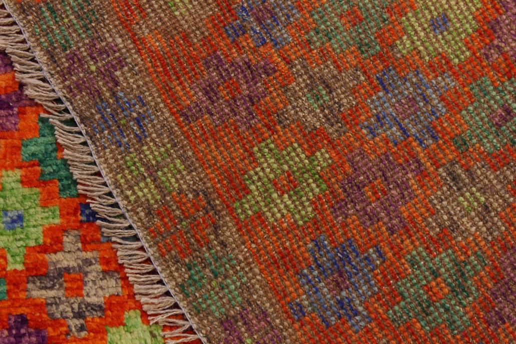 handmade Geometric Balouchi Orange Green Hand Knotted RECTANGLE 100% WOOL area rug 5' x 6'