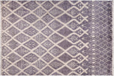 handmade Geometric Moroccan Gray Ivory Hand Knotted RECTANGLE 100% WOOL area rug 9' x 12'