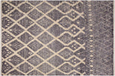 handmade Geometric Moroccan Gray Ivory Hand Knotted RECTANGLE 100% WOOL area rug 8' x 10'