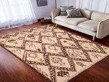 handmade Modern Moroccan Beige Brown Hand Knotted RECTANGLE 100% WOOL area rug 6x9