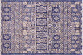 handmade Geometric Moroccan Blue Beige Hand Knotted RECTANGLE 100% WOOL area rug 8' x 10'