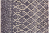 handmade Geometric Moroccan Gray Ivory Hand Knotted RECTANGLE 100% WOOL area rug 4' x 6'
