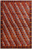 Tribal Balochi Altagrac Orange/Black Wool Rug - 5'1''X6'8''