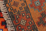 handmade Geometric Balouchi Orange Black Hand Knotted RECTANGLE 100% WOOL area rug 5' x 7'