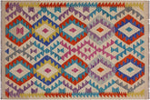 handmade Geometric Kilim Beige Blue Hand-Woven RECTANGLE 100% WOOL area rug 3 x 5
