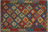 handmade Geometric Kilim Brown Purple Hand-Woven RECTANGLE 100% WOOL area rug 3 x 5