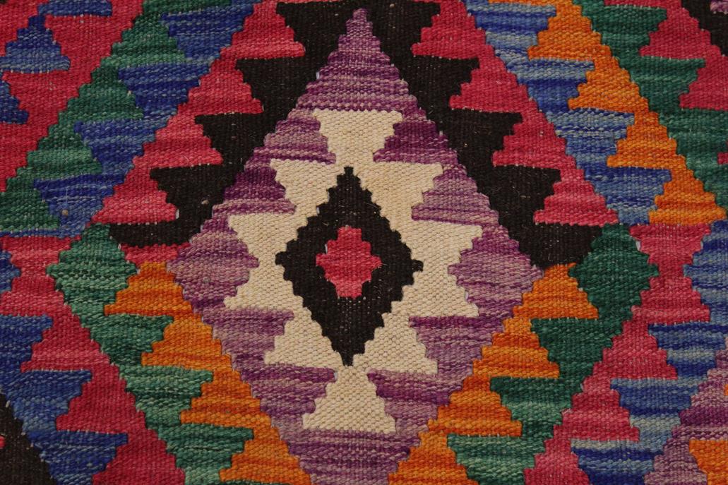 Flat Weave Kilim, Antique, Navaho, Vintage, Handmade, Geometric Kilim Brown Beige Hand-Woven Rectangle 100% Wool Area Rug 7 x 9