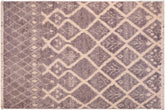 handmade Geometric Moroccan Gray Beige Hand Knotted RECTANGLE 100% WOOL area rug 6' x 9'