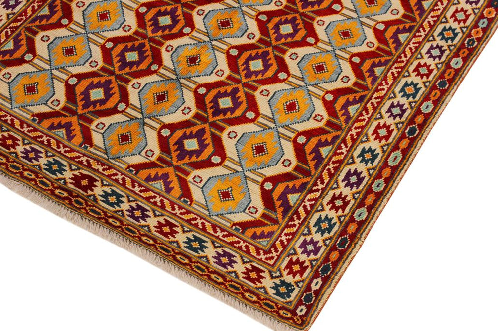 handmade Geometric Balouchi Beige Red Hand Knotted RECTANGLE 100% WOOL area rug 5x7