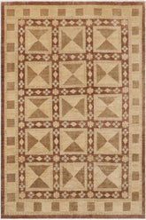 handmade Transitional Kafkaz Brown Beige Hand Knotted RECTANGLE 100% WOOL area rug 9X11