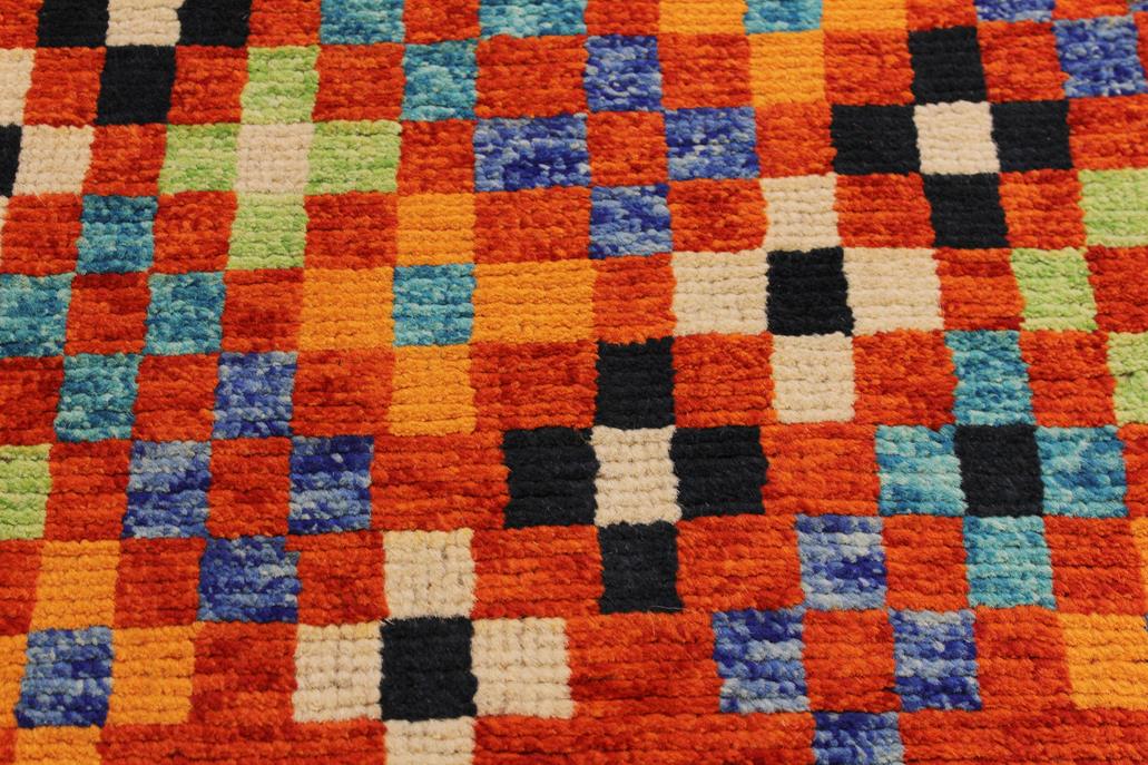 handmade Geometric Balouchi Orange Black Hand Knotted RECTANGLE 100% WOOL area rug 5' x 7'