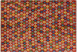 handmade Geometric Balouchi Red Blue Hand Knotted RECTANGLE 100% WOOL area rug 5' x 6'