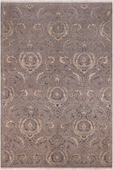 handmade Transitional Kafkaz Gray Ivory Hand Knotted RECTANGLE 100% WOOL area rug 6X9