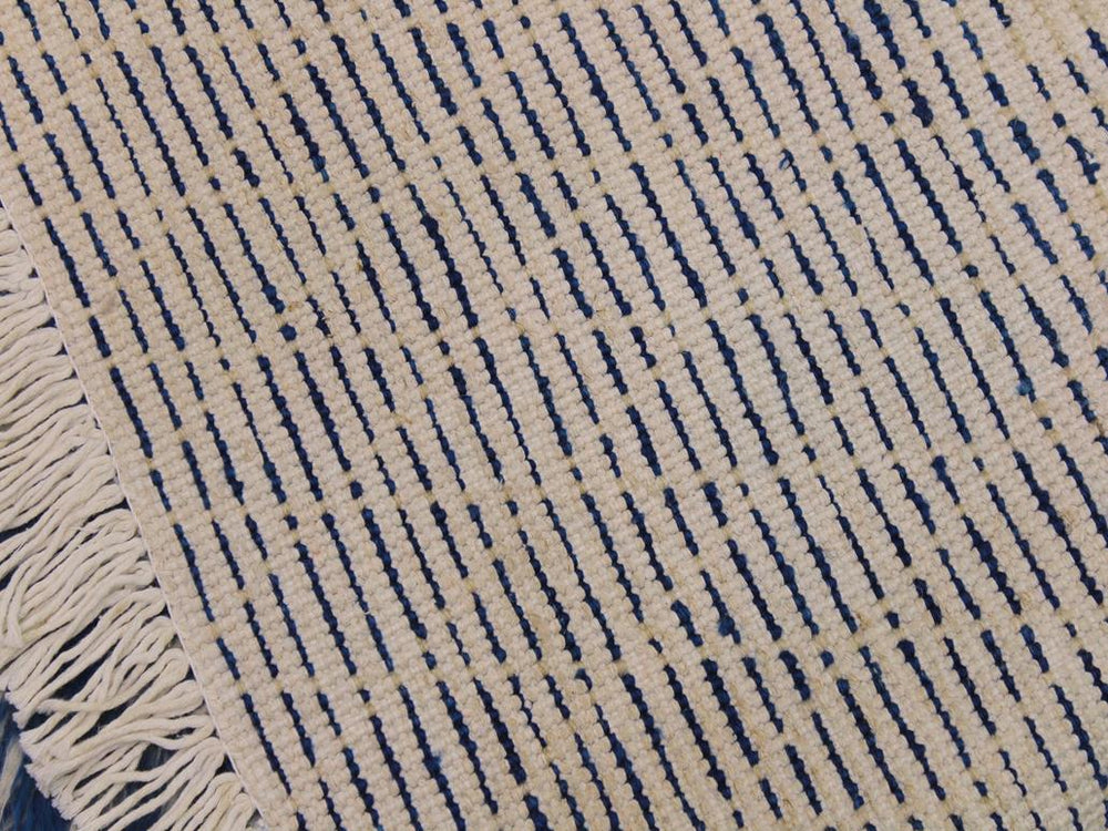 handmade Modern Moroccan Blue Ivory Hand Knotted RECTANGLE 100% WOOL area rug 4x6