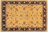 handmade Transitional Kafkaz Gold Blue Hand Knotted RECTANGLE 100% WOOL area rug 9' x 12'