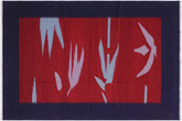 handmade Modern Kilim Blue Red Hand-Woven RECTANGLE 100% WOOL area rug 6x9