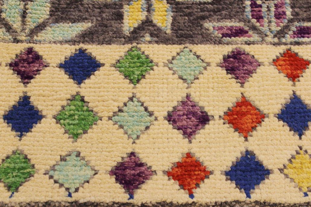 handmade Geometric Balouchi Gray Beige Hand Knotted RECTANGLE 100% WOOL area rug 5' x 6'