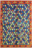 Tribal Balochi Andra Teal/Orange Wool Rug - 4'10''X6'11''