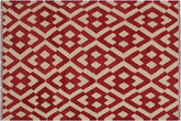 handmade Modern Kilim Red Beige Hand-Woven RECTANGLE 100% WOOL area rug 4 x 6