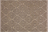 handmade Modern Kilim Gray Tan Hand-Woven RECTANGLE 100% WOOL area rug 6 x 8