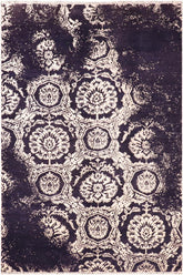 handmade Modern Kafkaz Blue Ivory Hand Knotted RECTANGLE WOOL&SILK area rug 5X8