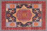 handmade Geometric Mamluk Blue Rust Hand Knotted RECTANGLE 100% WOOL area rug 9 x 12