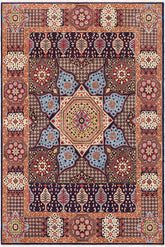 handmade Geometric Mamluk Blue Beige Hand Knotted RECTANGLE 100% WOOL area rug 9 x 12