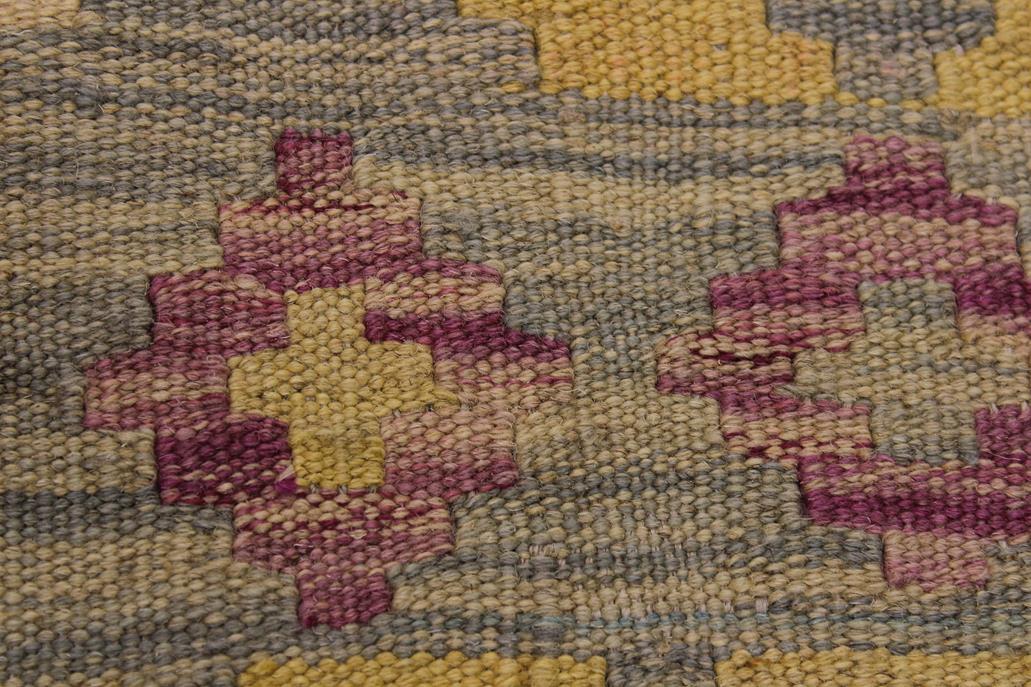 Flat Weave Kilim, Antique, Navaho, Vintage, Handmade, Geometric Kilim Gray Pink Hand-Woven Rectangle 100% Wool Area Rug 5 x 7
