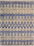 handmade Modern Moroccan Ivory Blue Hand Knotted RECTANGLE 100% WOOL area rug 9x12