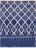 handmade Modern Moroccan Blue Ivory Hand Knotted RECTANGLE 100% WOOL area rug 8x10