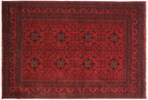 handmade Geometric Khal Muhamm Drk. Red Black Hand Knotted RECTANGLE 100% WOOL area rug 6' x 8'