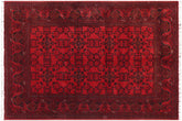 handmade Geometric Khal Muhamm Red Black Hand Knotted RECTANGLE 100% WOOL area rug 5' x 7'