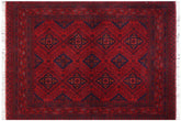 handmade Geometric Khal Muhamm Red Blue Hand Knotted RECTANGLE 100% WOOL area rug 5' x 7'