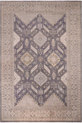 handmade Traditional Kafkaz Drk. Gray Ivory Hand Knotted RECTANGLE 100% WOOL area rug 12X17