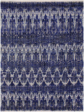 handmade Modern Moroccan Blue Ivory Hand Knotted RECTANGLE 100% WOOL area rug 8x10