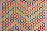 handmade Modern Kilim Ivory Pink Hand-Woven RECTANGLE 100% WOOL area rug 3x5