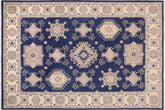 handmade Geometric Kafkaz Blue Beige Hand Knotted RECTANGLE 100% WOOL area rug 10' x 13'