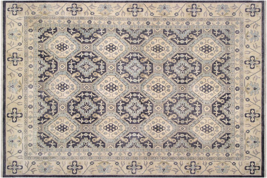 handmade Traditional Kafkaz Drk. Gray Ivory Hand Knotted RECTANGLE 100% WOOL area rug 12 x 14