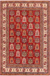 handmade Geometric Super Kazak Red Beige Hand Knotted RECTANGLE 100% WOOL area rug 10X14
