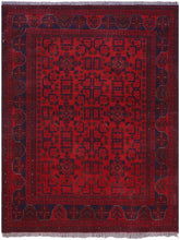 handmade Tribal Biljik Khal Mohammadi Red Blue Hand Knotted RECTANGLE 100% WOOL area rug 5x6