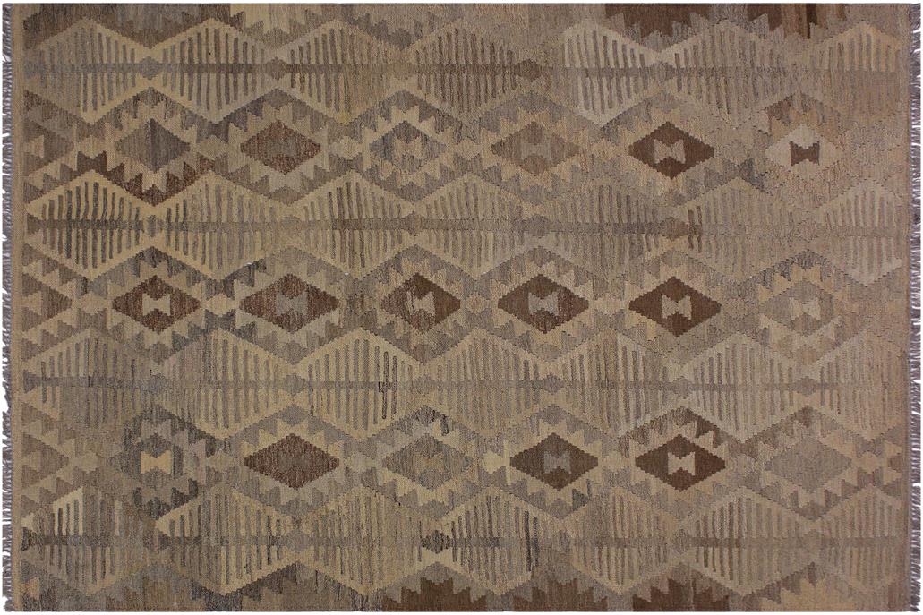 Flat Weave Kilim, Antique, Navaho, Vintage, Handmade, Geometric Kilim Gray Beige Hand-Woven Rectangle 100% Wool Area Rug 5 x 6