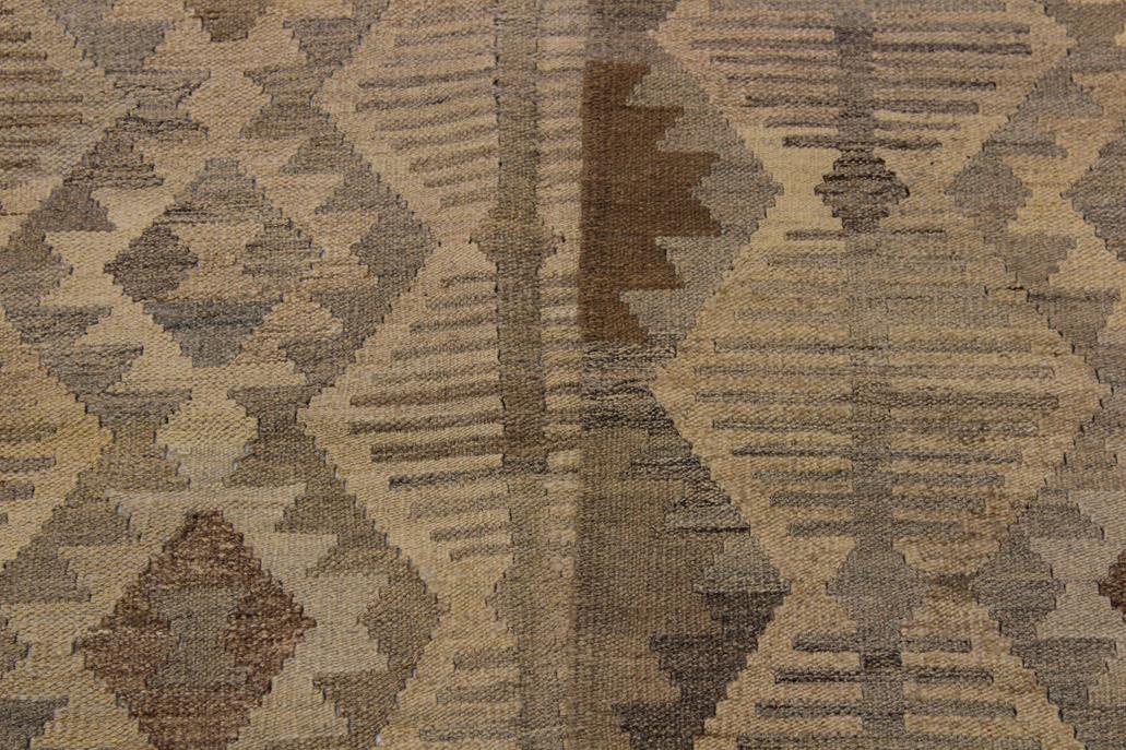 Flat Weave Kilim, Antique, Navaho, Vintage, Handmade, Geometric Kilim Gray Beige Hand-Woven Rectangle 100% Wool Area Rug 5 x 6