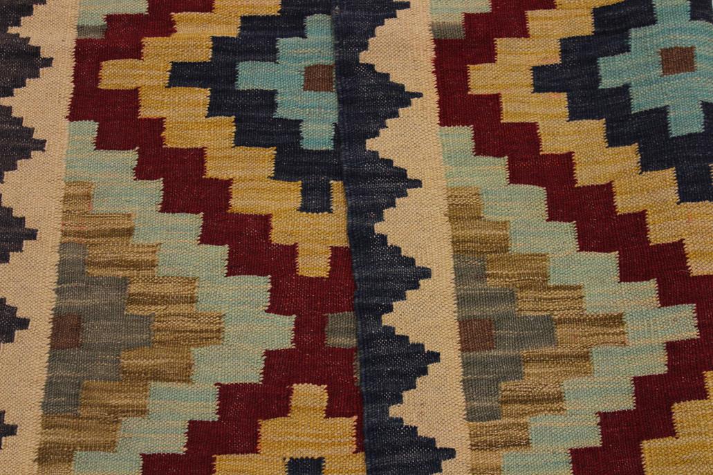 Flat Weave Kilim, Antique, Navaho, Vintage, Handmade, Geometric Kilim Brown Tan Hand-Woven Rectangle 100% Wool Area Rug 3 x 5