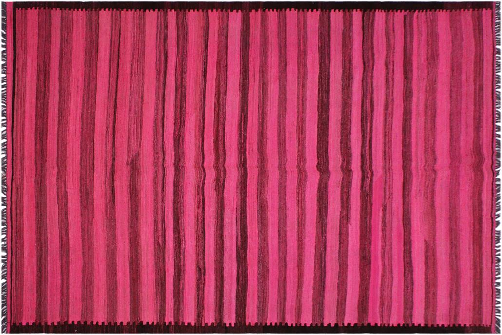 Flat Weave Kilim, Antique, Navaho, Vintage, Handmade, Modern Kilim Pink Brown Hand-Woven Rectangle 100% Wool Area Rug 6 x 9