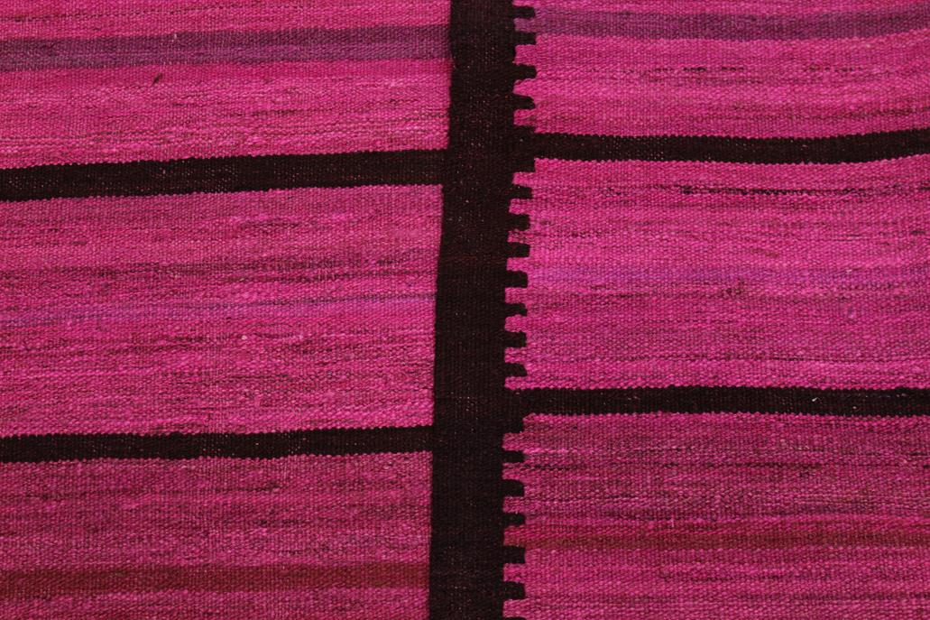 Flat Weave Kilim, Antique, Navaho, Vintage, Handmade, Modern Kilim Pink Purple Hand-Woven Rectangle 100% Wool Area Rug 5 x 7