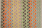 handmade Modern Kilim Ivory Black Hand-Woven RECTANGLE 100% WOOL area rug 9x11