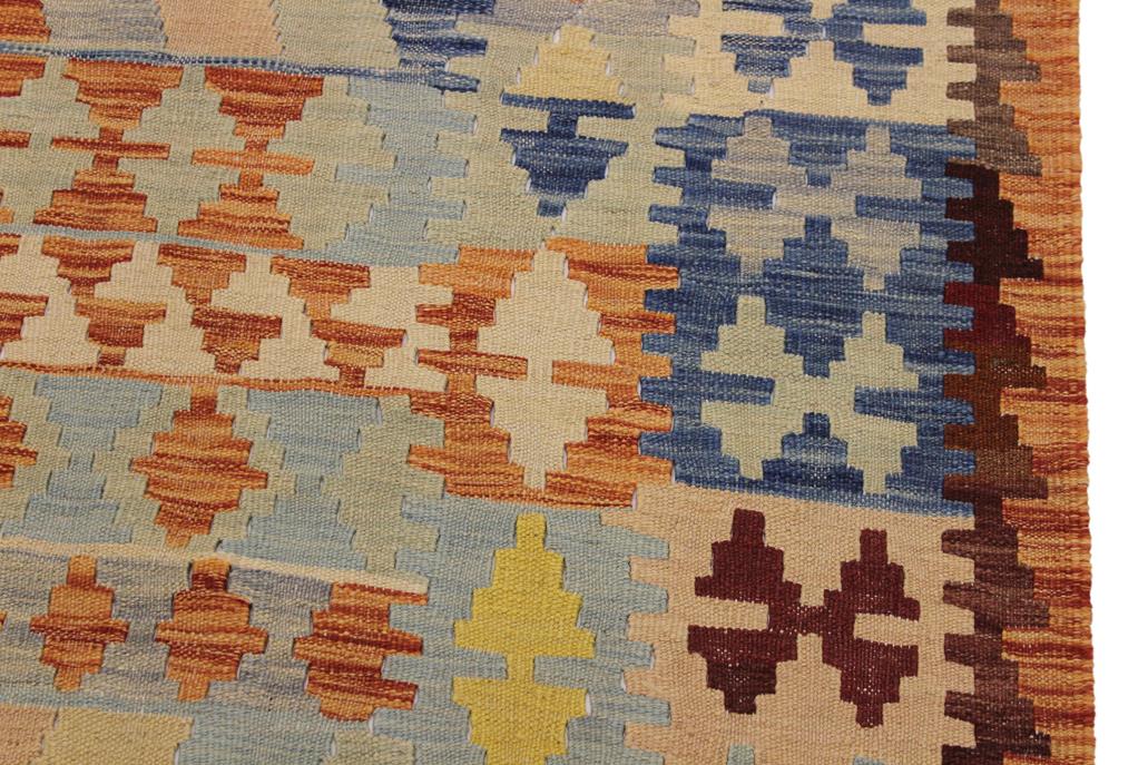 Flat Weave Kilim, Antique, Navaho, Vintage, Handmade, Geometric Kilim Rust Tan Hand-Woven Rectangle 100% Wool Area Rug 5 x 7