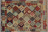 handmade Geometric Kilim Beige Red Hand-Woven RECTANGLE 100% WOOL area rug 5 x 7
