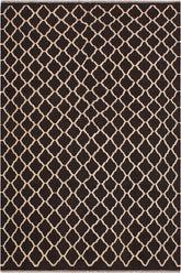 Flat Weave Kilim Antique Navaho Vintage handmade Modern Kilim Black Ivory Hand-Woven Rectangle 100% Wool Area Rug 7x10
