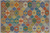 handmade Geometric Kilim Gray Beige Hand-Woven RECTANGLE 100% WOOL area rug 7 x 10